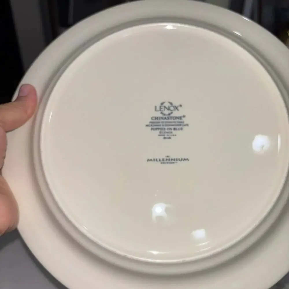 Lenox Chinastone Poppies on Blue Dinner Plates, Set of 4